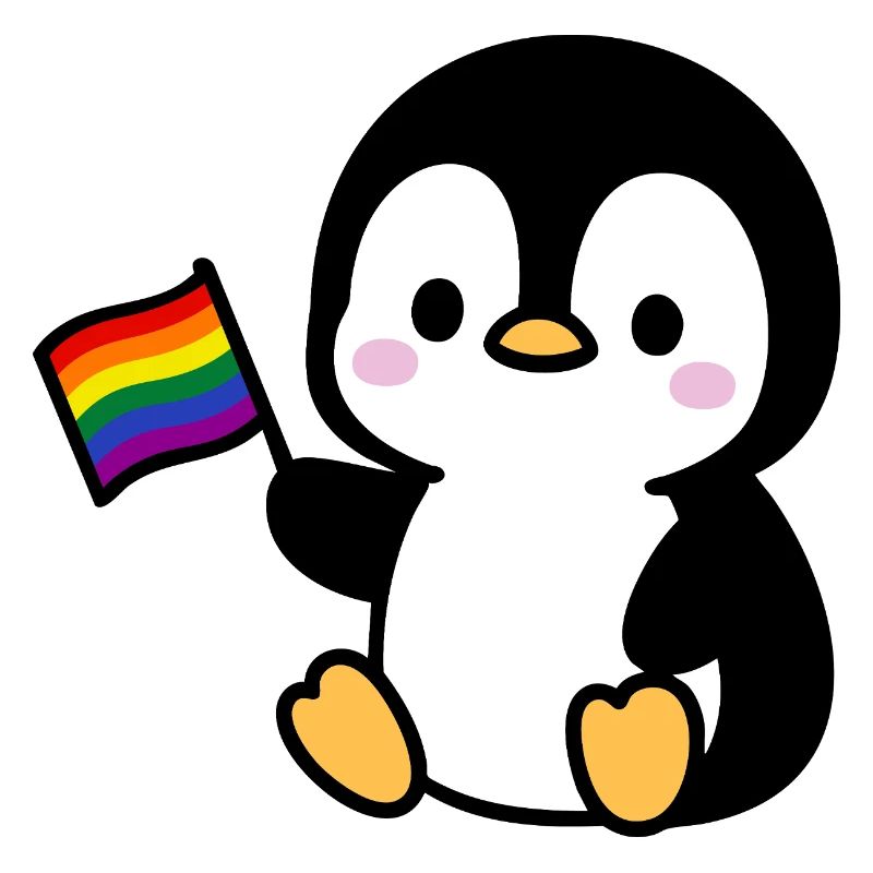 Penguin with rainbow flag