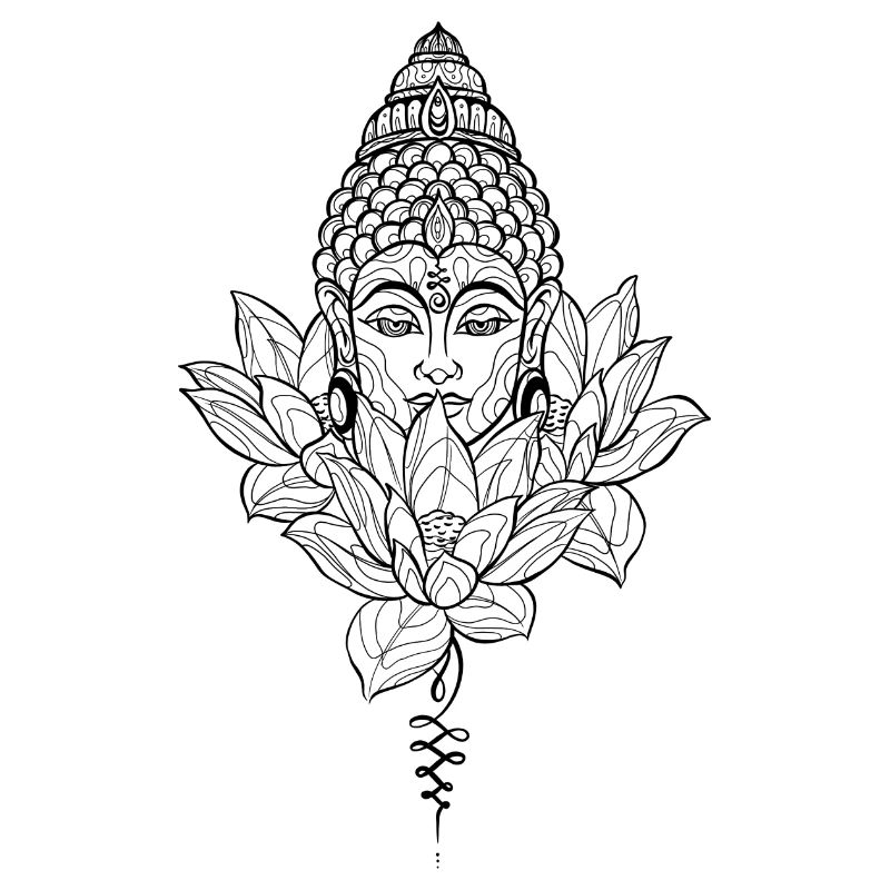 Buddha and floral linework style