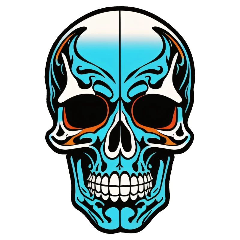 Skull Head Blue Design