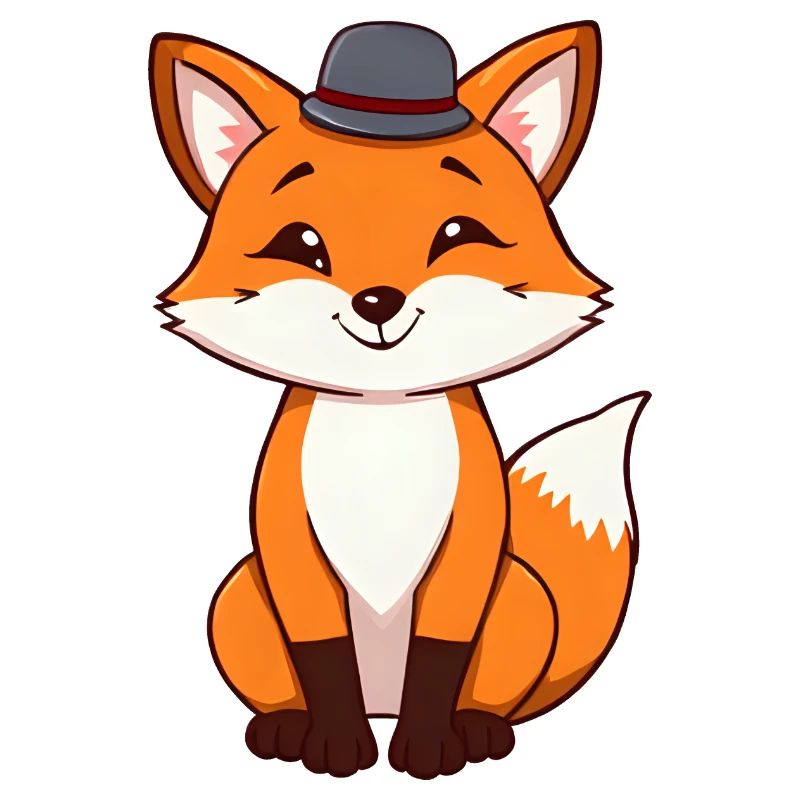 Cheeky Fox with Hat Waiting for Adventure