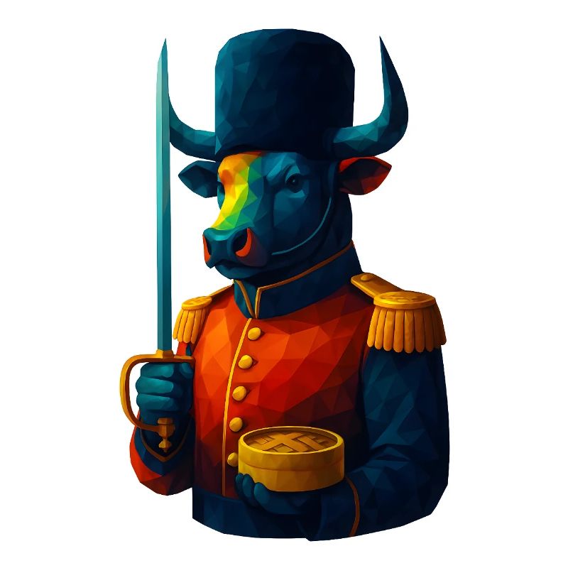 Animaux de style WPAP - Taureau en uniforme avec sabre