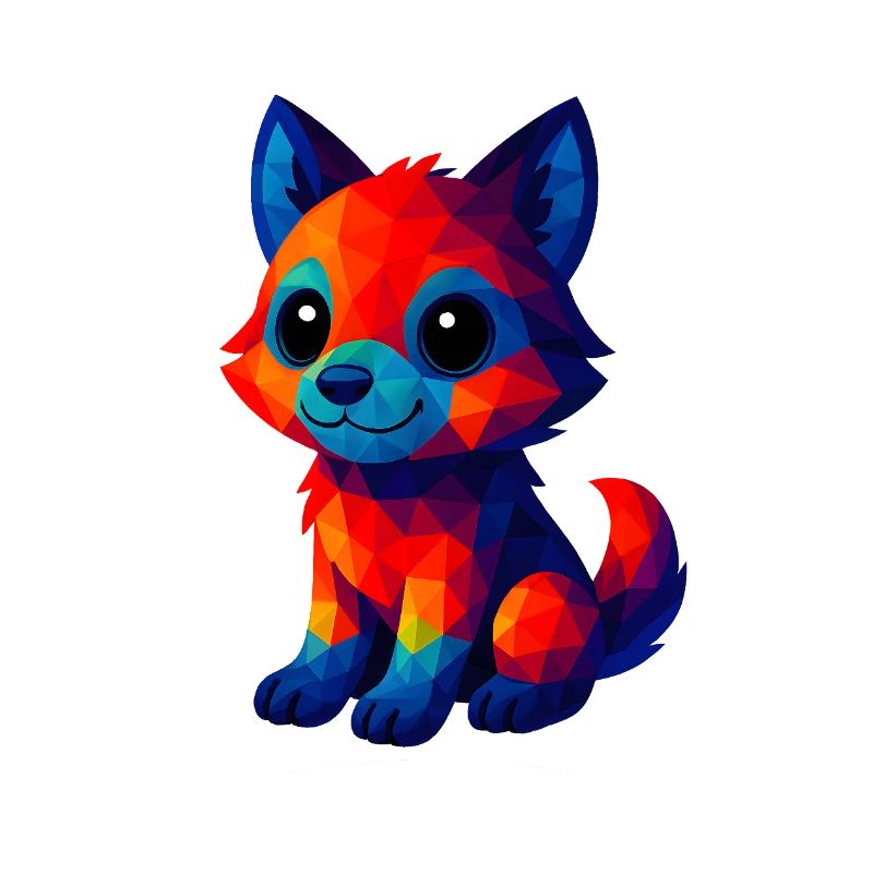 WPAP Polygon Kawaii Style Bébé Loup