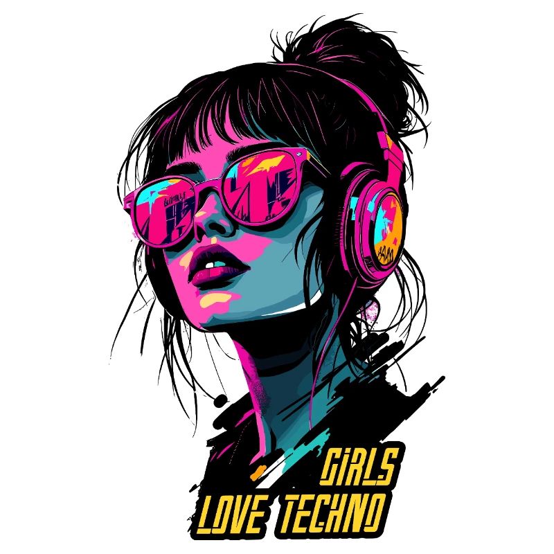 Neon Techno Mädchen Porträt