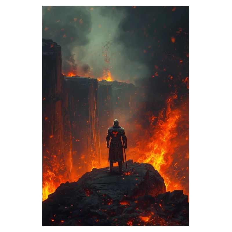 Flammender Ritter am Lavafeld