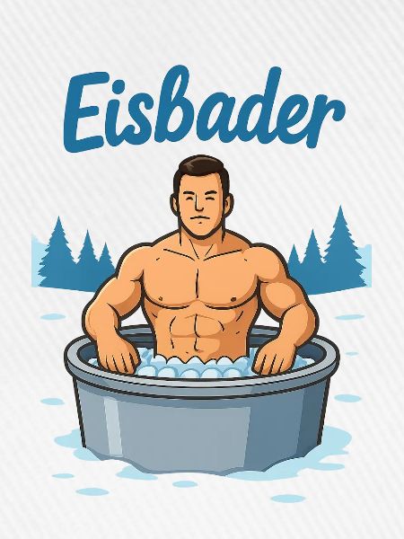 Eisbader Muskelmann im Eisbad