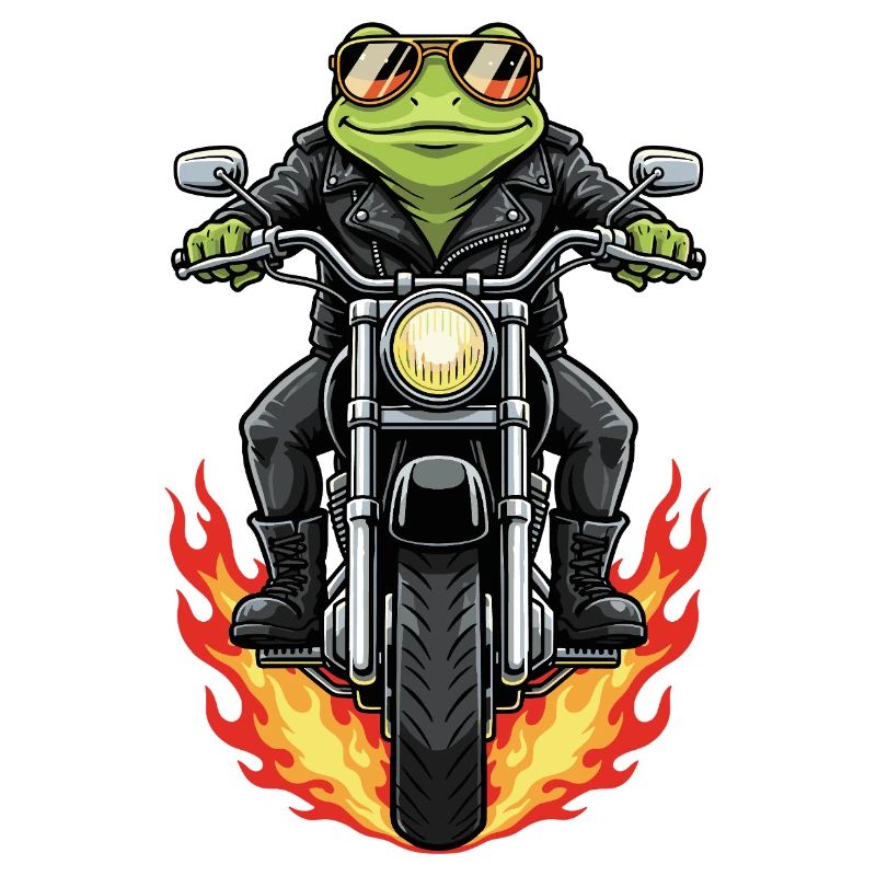 Cool Biker Frog Motorcycle Flames