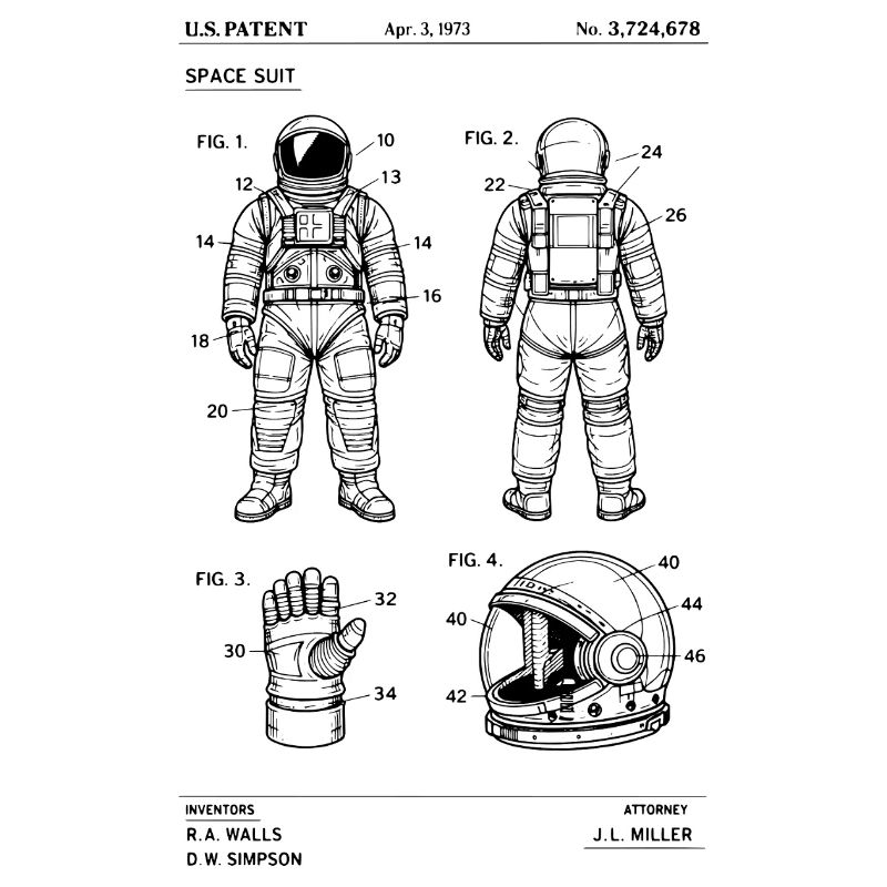 Plan de brevet de combinaison spatiale