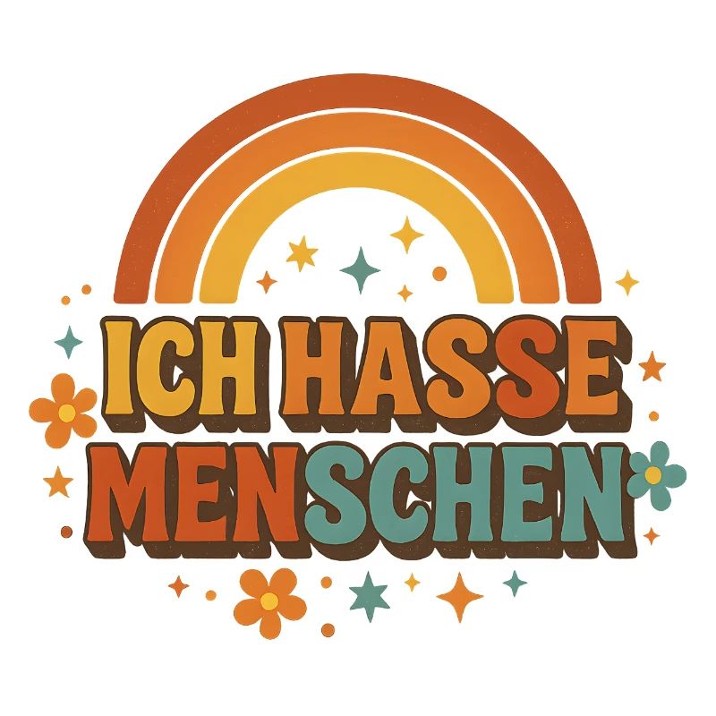 Ich hasse Menschen Regenbogen Retro