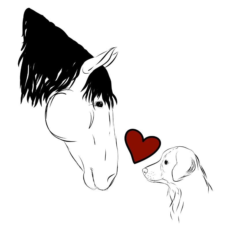 cheval et chien embrasser , douce idée de cadeau