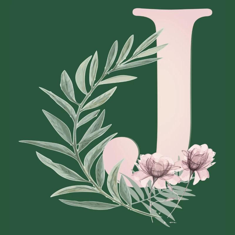 Buchstabe J mit Blumen