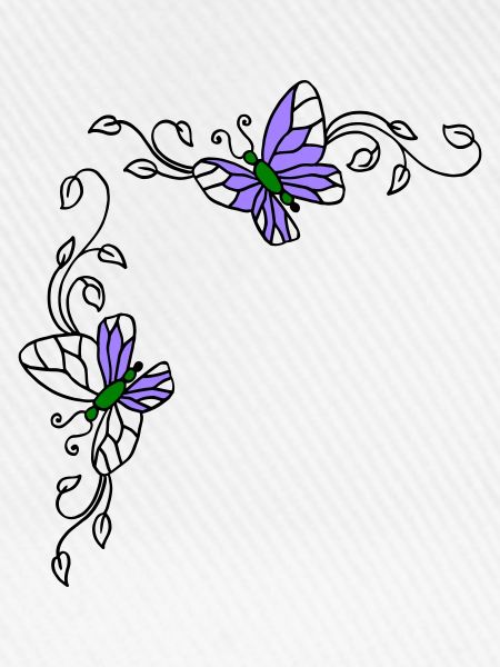 Butterflies with flower tendrils