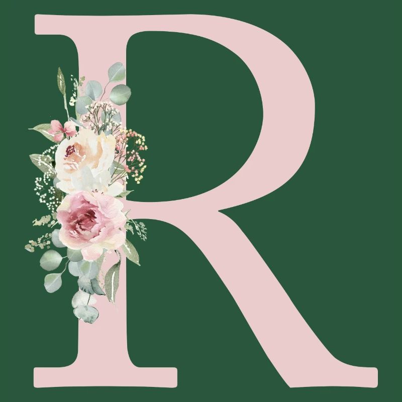 R| Monogramme | Eucalyptus Pastel Fleur Bleu