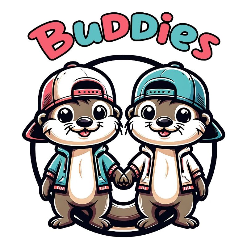 Two Cute Otter Buddies Buddies Forever