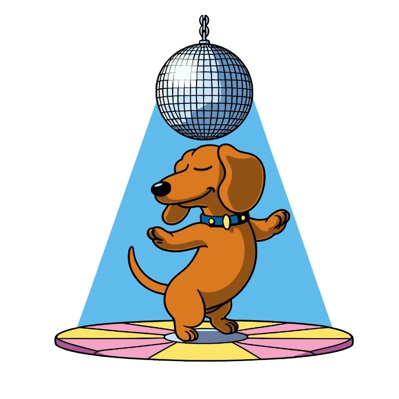 chien teckel boule disco danse danse dans une soirée disco