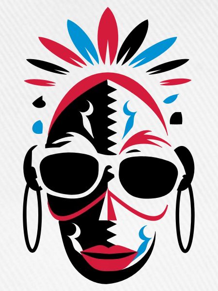 African mask with sunglasses