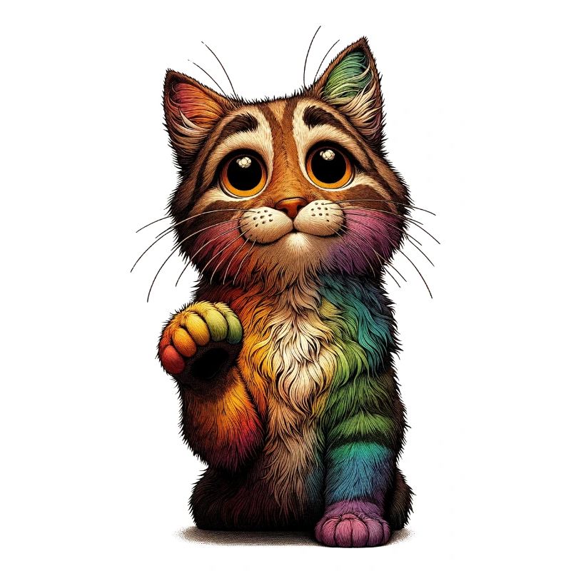 Bettelnder Regenbogen Kater