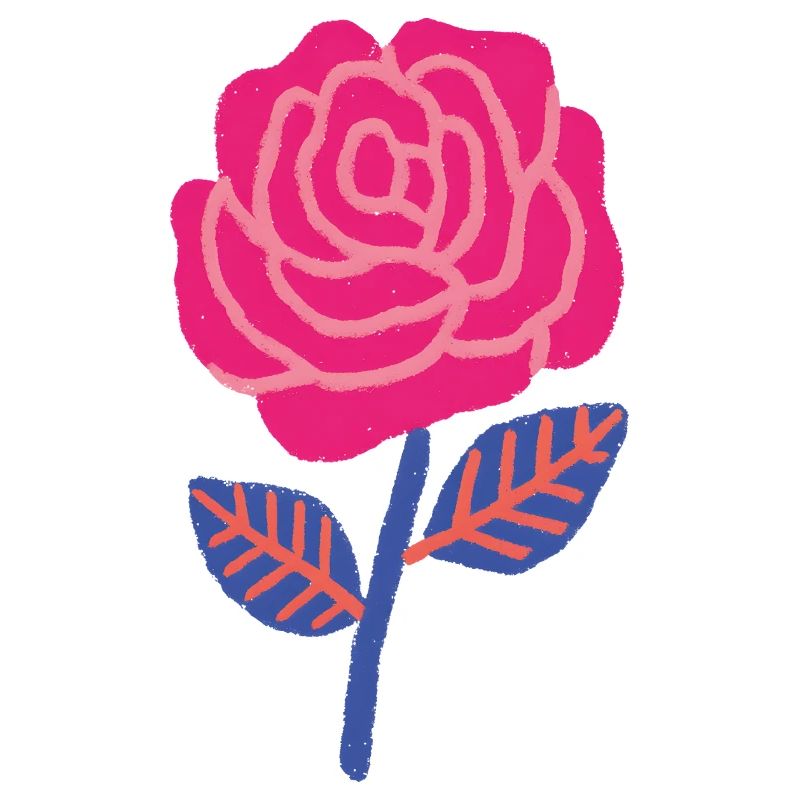 Rubinrose mit blauen Blättern
