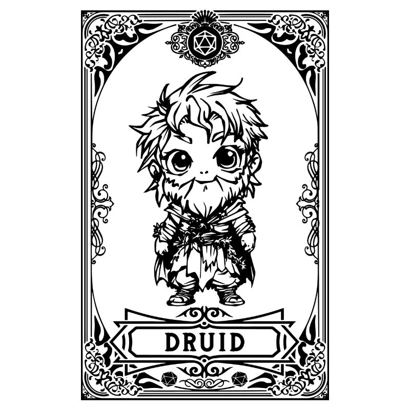 Druide RPG Tarotkarte Chibi