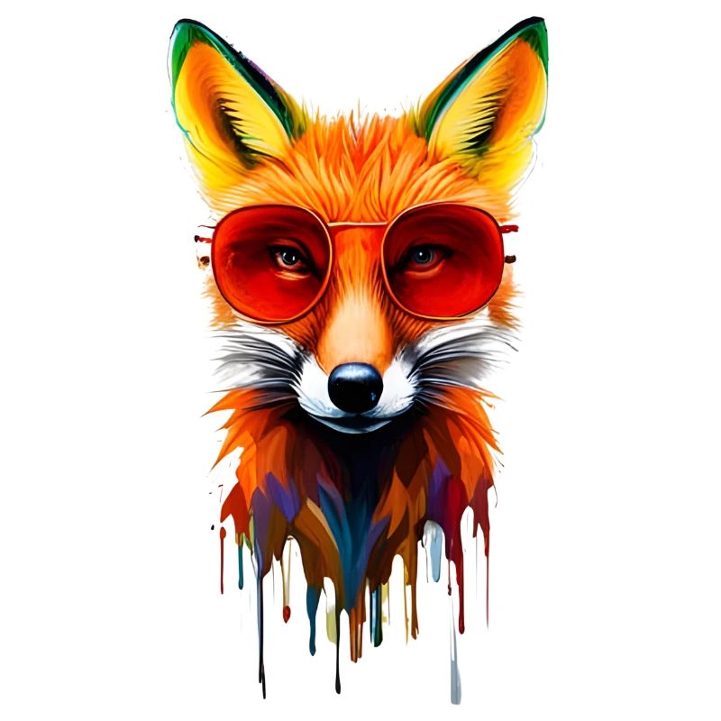 Neonfuchs mit roter Brille