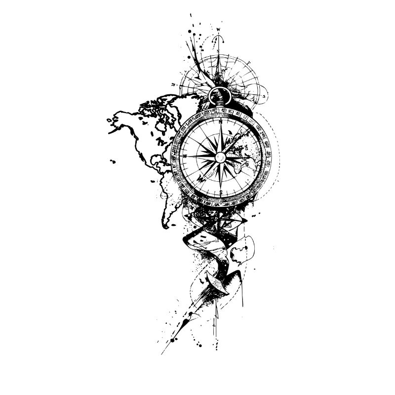Compass Black Map