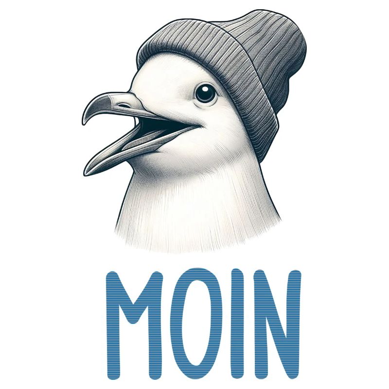 Gute Laune - Moin Möwe mit Beanie Mütze