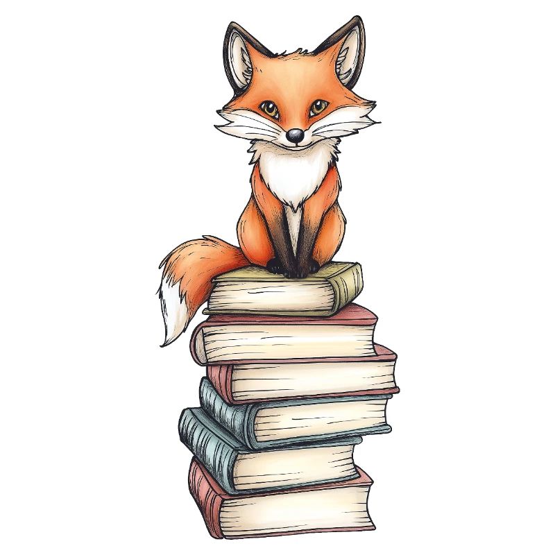 Fuchs auf Bücherstapel