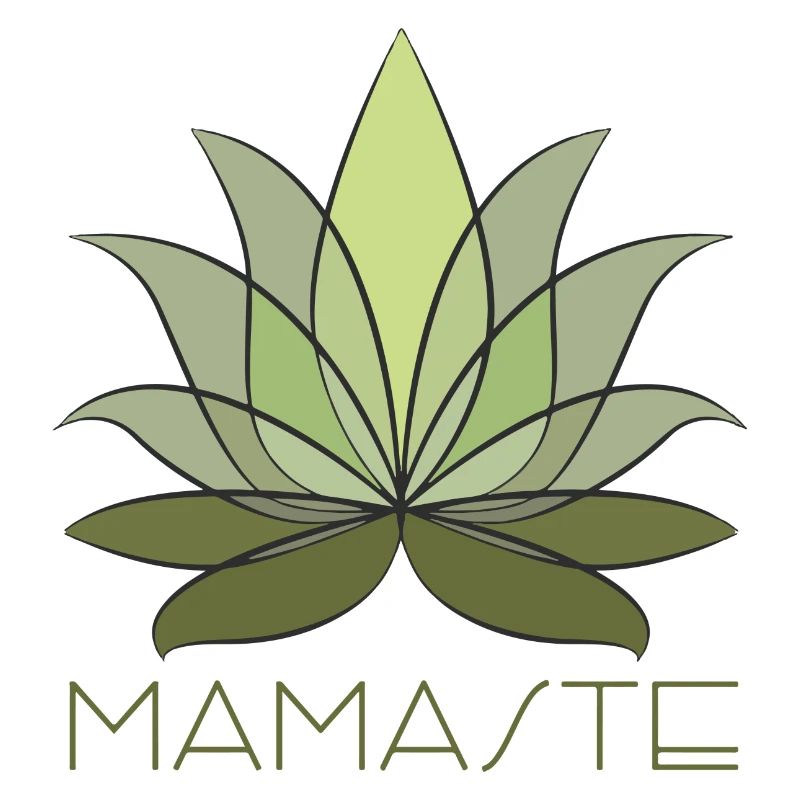 Mamaste, fleur de lotus vert avec lettrage
