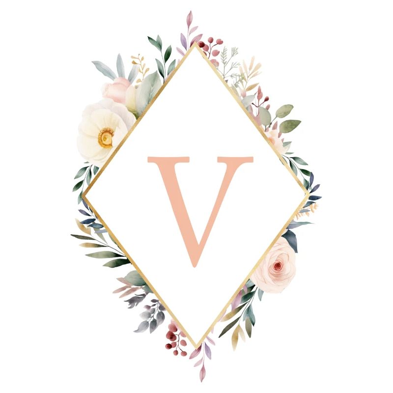 V Monogramm , Floral, Boho