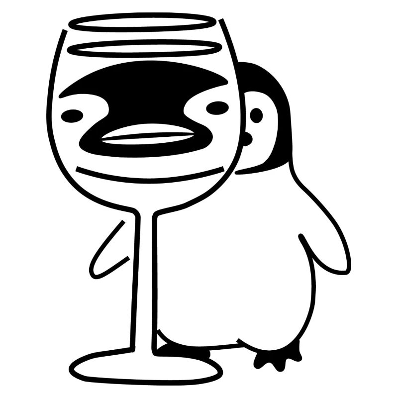 Pinguin hinter Weinglas