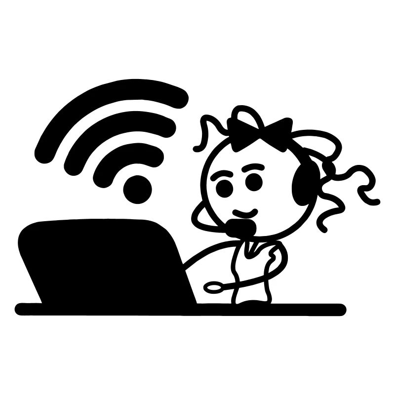 Glückliches Mädchen oder Frau auf Laptop-WLAN