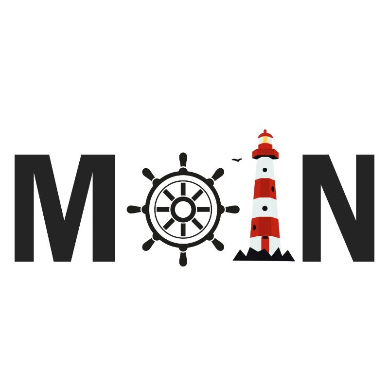 Moin mit dem Schiffsrad und dem Leuchtturm