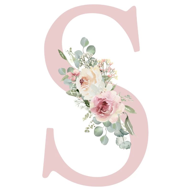L| Monogramme | Eucalyptus Pastel Fleur Bleu