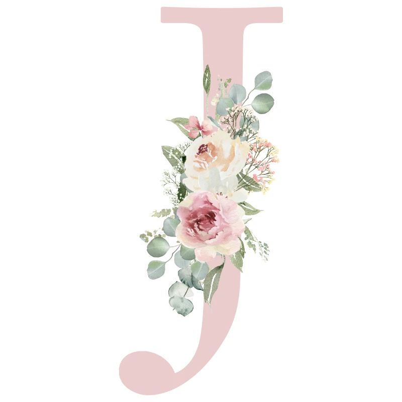 J| Monogramme | Eucalyptus Pastel Fleur Bleu
