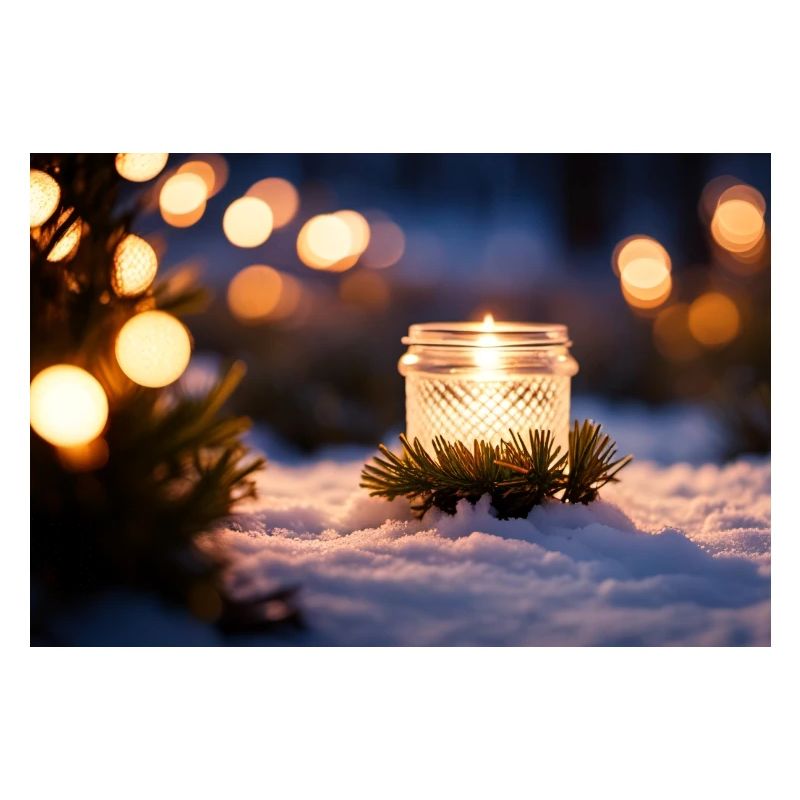 Glaskerze im Schnee