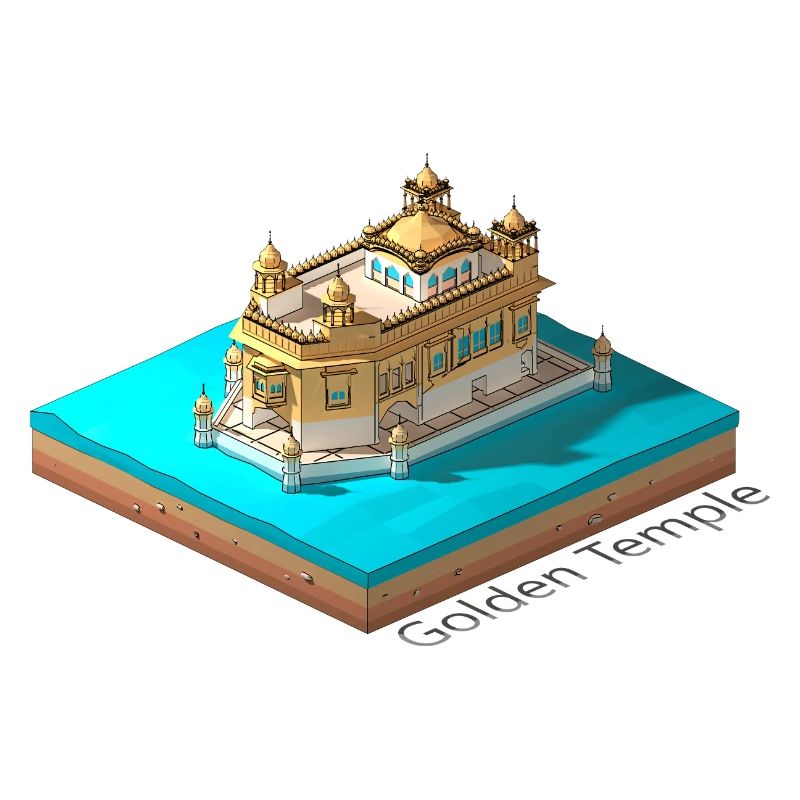 Geometrischer Low-Poly-Goldener Tempel