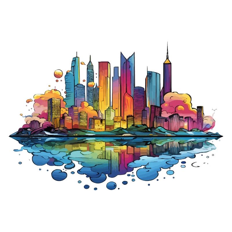 Bunte Skyline Reflektion