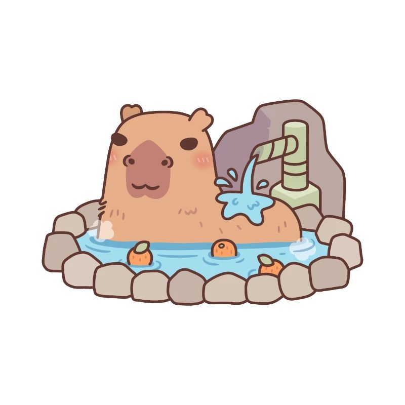 Süßes Capybara Chilling in Hot Spring Onsen