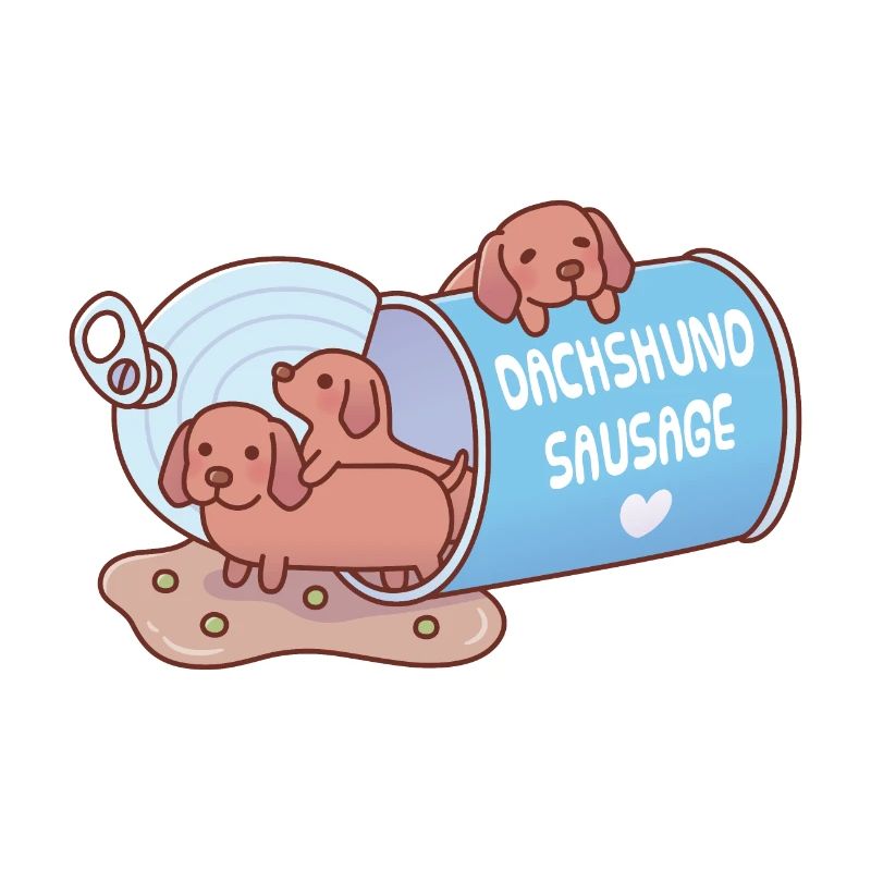 Mignons chiens de saucisse teckel dans une boîte drôle