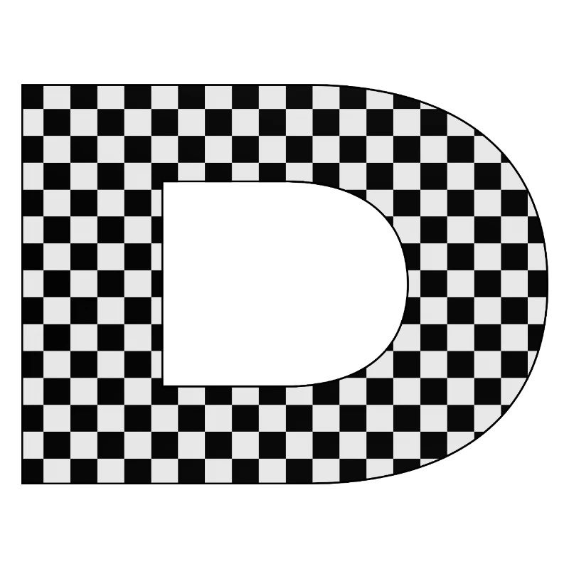 Checkered pattern with letter D