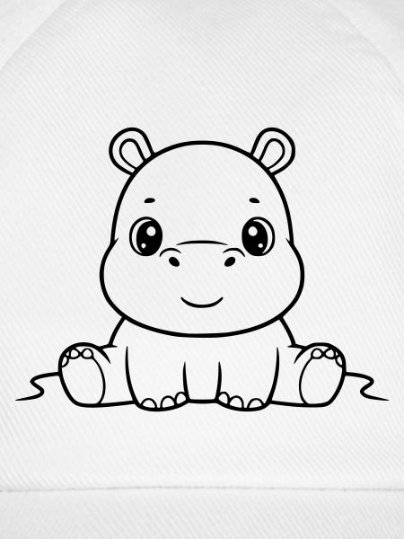 Cute Baby Hippo Comic Outline