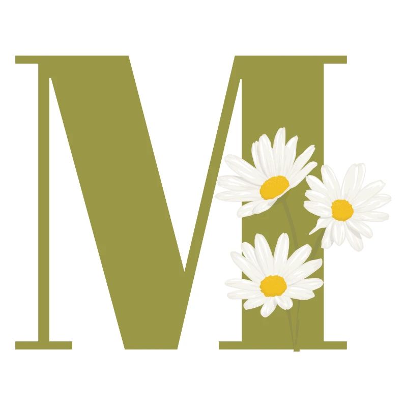 Buchstabe m grüne Gänseblümchen