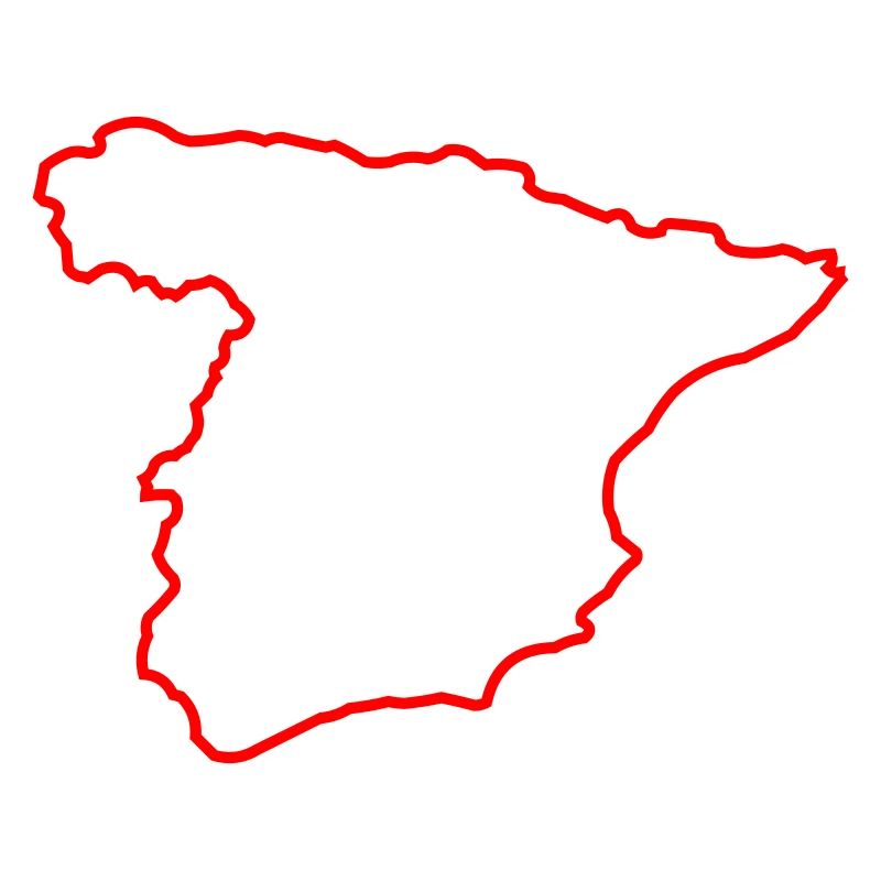 Spanien Kontur in Leuchtendem Rot