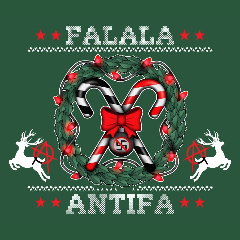 Pull de Noël moche : FALALA ANTIFA !