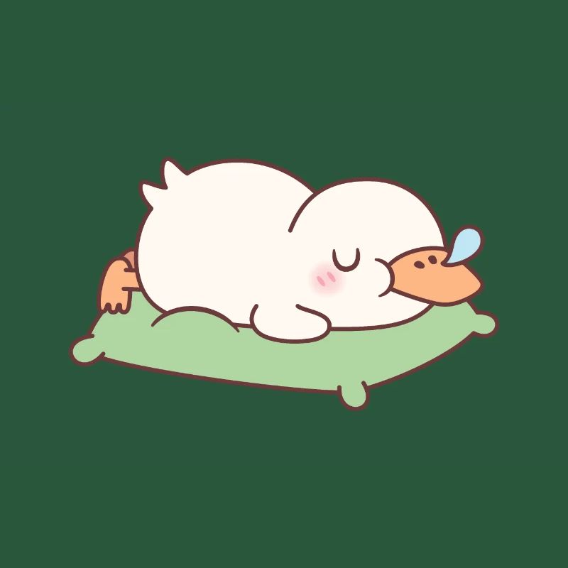 Canard mignon dormant sur l’oreiller