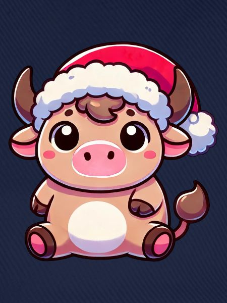 Süße Chibi Weihnachtskuh Cartoon Design