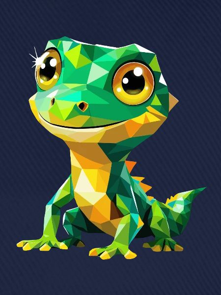 Gecko Polygon – Buntes Tierdesign