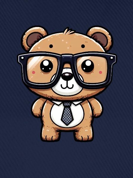 Nerdiger Bär mit Brille