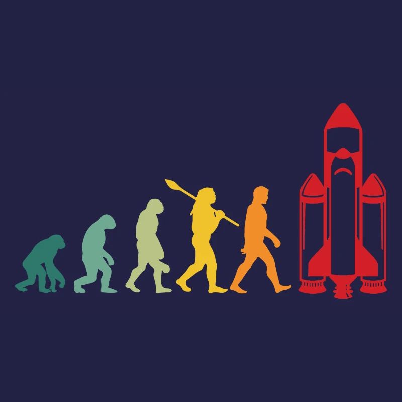 Space Evolutions Human Monkey Man Rocket