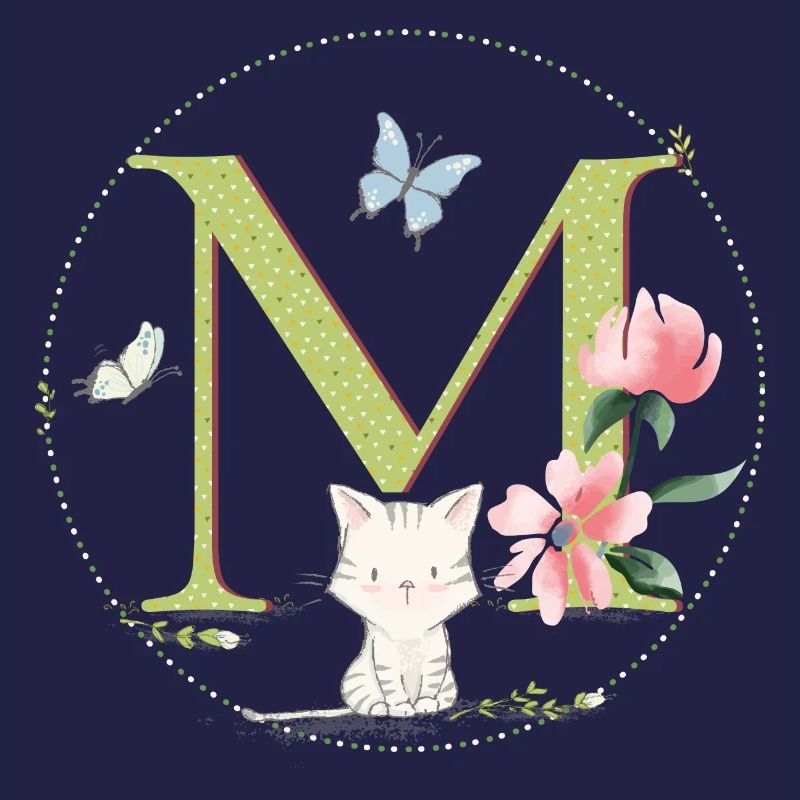 Lettre initiale M avec chat