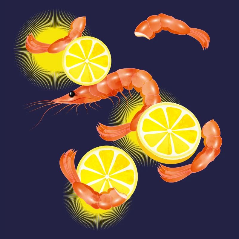 Garnelen oder Shrimps mit Zitronen Scheiben
